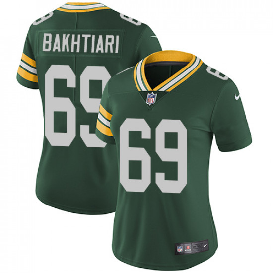 Women's Green Bay Packers #69 David Bakhtiari Green Vapor Untouchable Limited Stitched NFL Jersey(Run Small)